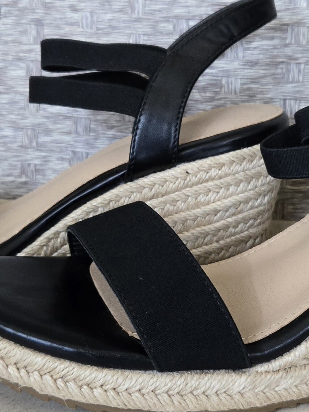 Black Espadrille Wedge Sandals - Women's Summer Heels #615